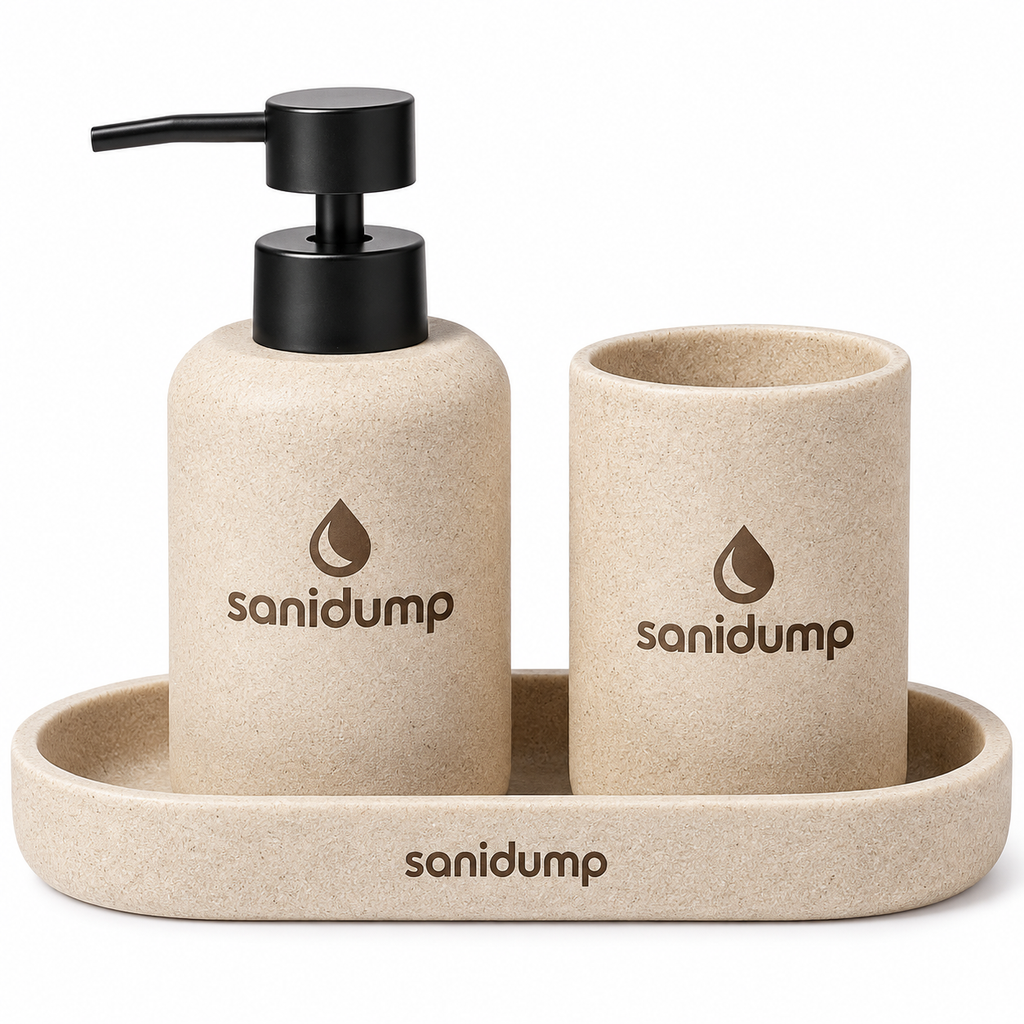 sanidump Sandstone Textured Ceramic Bathroom Set