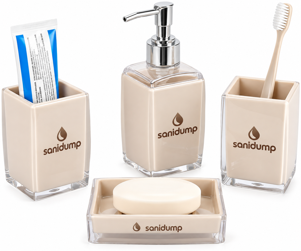 sanidump 4-Piece Beige Bathroom Accessories Set