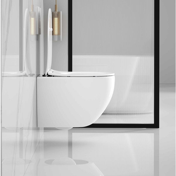 sanidump Modern White Wall-Hung Toilet with Soft-Close Seat
