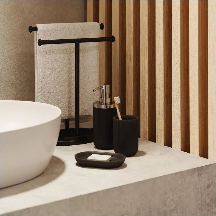 sanidump Matte Black Ceramic Toothbrush Holder
