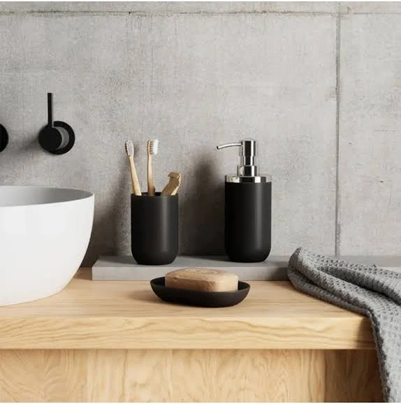sanidump Matte Black Ceramic Toothbrush Holder