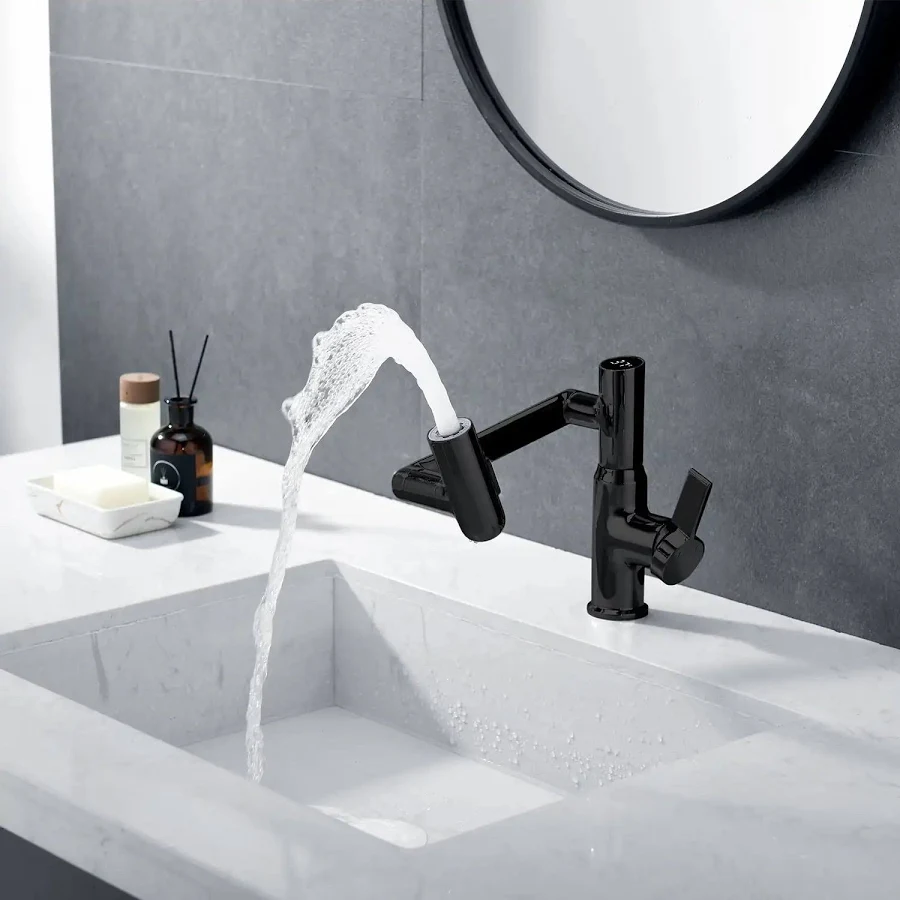 sanidump Brushed Gold Bathroom Basin Mixer Tap with Hand Shower