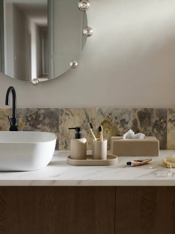 sanidump Sandstone Textured Ceramic Bathroom Set